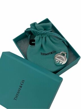 Tiffany & Co. Silver Return To Tiffany Blue Splash Medium Heart Tag Charm